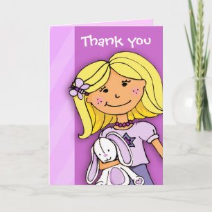 Girl Kids birthday party thank you card