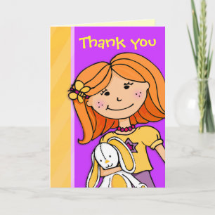 Girl Kids birthday party thank you purple card