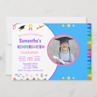  Girl Kindergarten Graduation Party Invitation