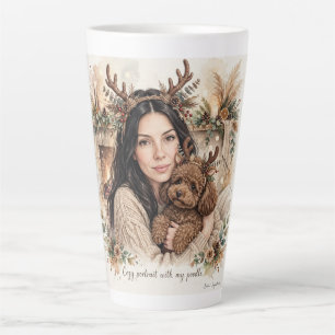 Girl kissing Poodle Puppy–Poodle Mom Latte Mug
