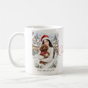 Girl kissing Poodle Puppy–Poodle Mum Coffee Mug