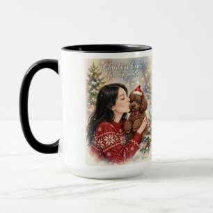 Girl kissing Poodle Puppy–Poodle Mum Mug