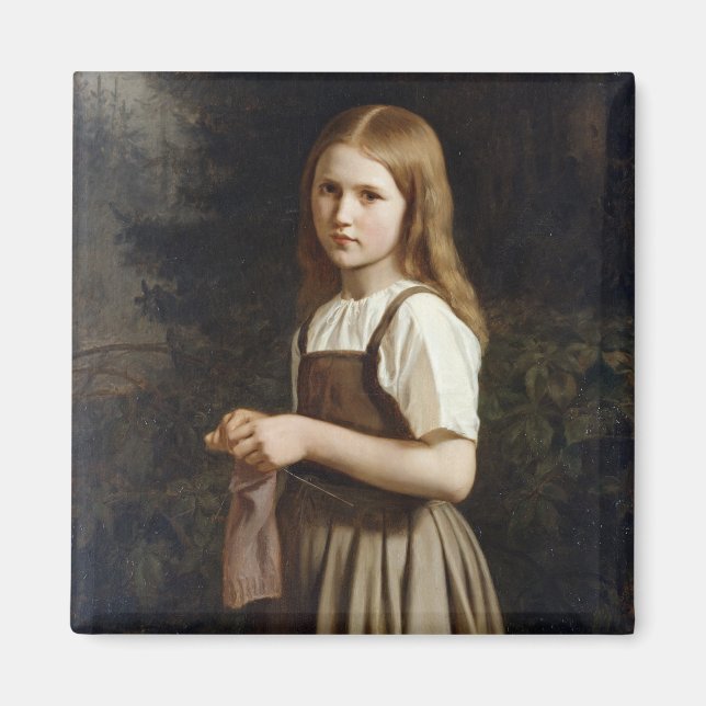 Girl Knitting, 1854 Magnet (Front)
