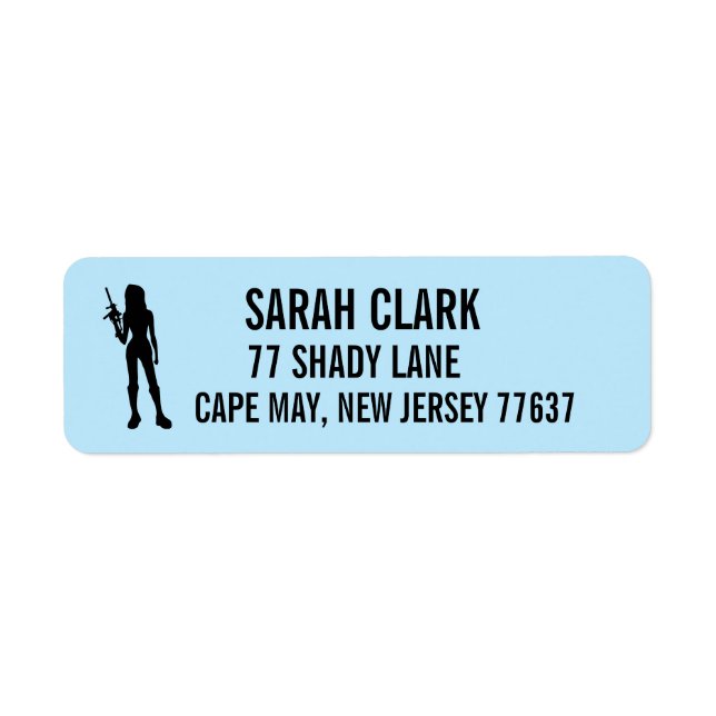 Girl Lady with gun Return Address Labels (Front)