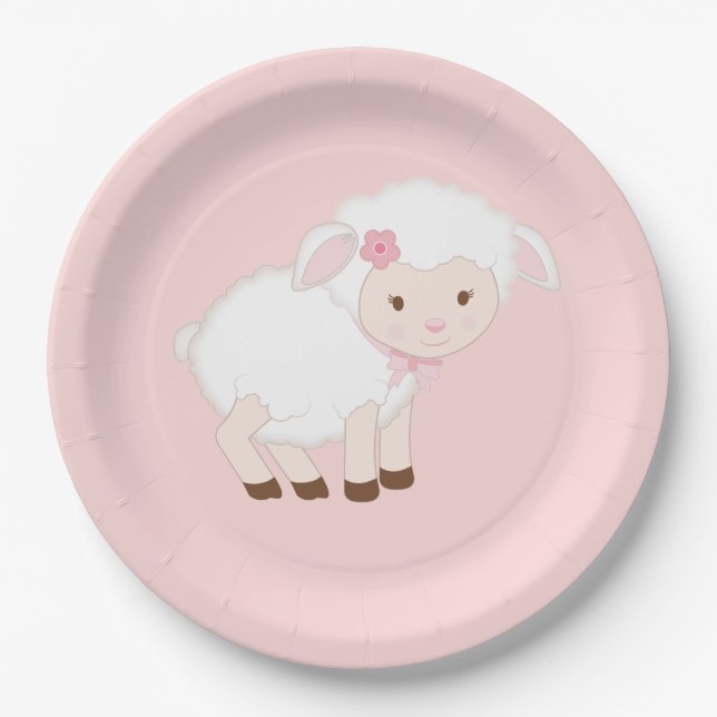 Girl Lamb paper plates for Any event (Front)
