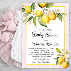 Girl Lemon Baby Shower Invitation