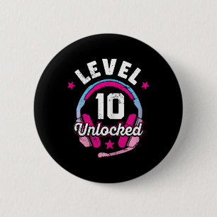 Girl Level 10 Unlocked Video Game 10th Birthday Gi 6 Cm Round Badge