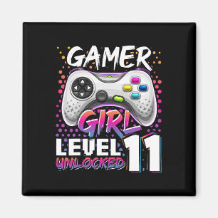 Girl Level 11 Unlocked Video Game 11th Birthday Gi Magnet