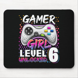Girl Level 6 Unlocked Video Game 6th Birthday Gift Mouse Pad