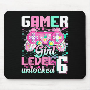 Girl Level 6 Unlocked Video Game 6th Birthday Gift Mouse Pad