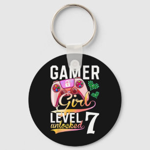 Girl Level 7 Unlocked Video Game 7th Birthday Key Ring