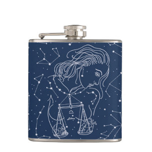 Girl Libra Zodiac Sign Flask