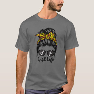 Girl Life Messy Bun Hair Funny Dancer Cheerleader T-Shirt