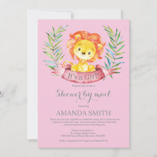 Girl Lion Baby Shower by Mail Invitation