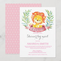 Girl Lion Baby Shower by Mail Invitation