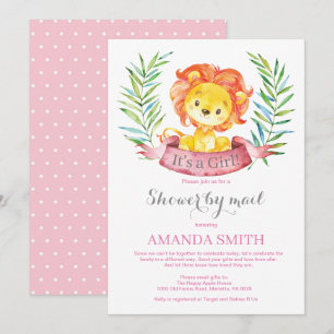 Girl Lion Baby Shower by Mail Invitation