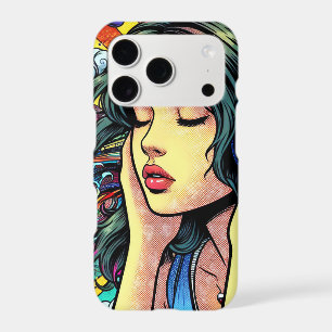 Girl Listening to Music on Headphones Psychedelic