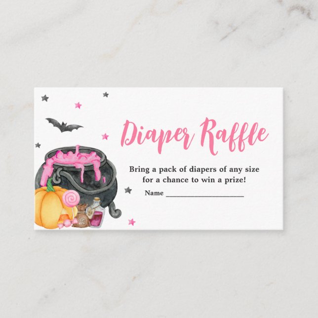 Girl Little Boo Ghost Baby Shower Diaper Raffle Enclosure Card (Front)