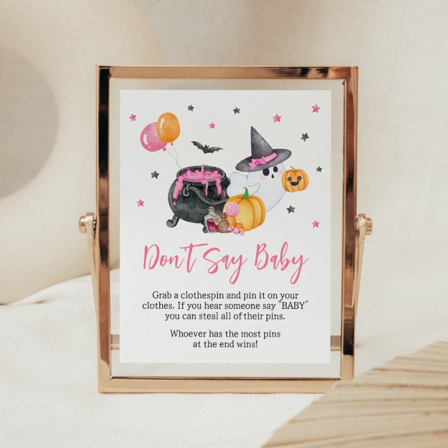 Girl Little Boo Ghost Baby Shower Don't Say Baby Poster (Ghost Halloween Baby Shower Don't Say Baby Sign)