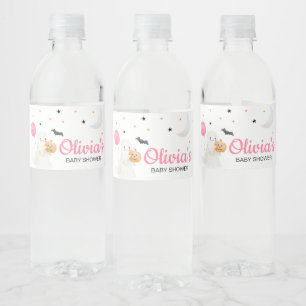 Girl Little Boo is Almost Due Baby Shower Water Bottle Label