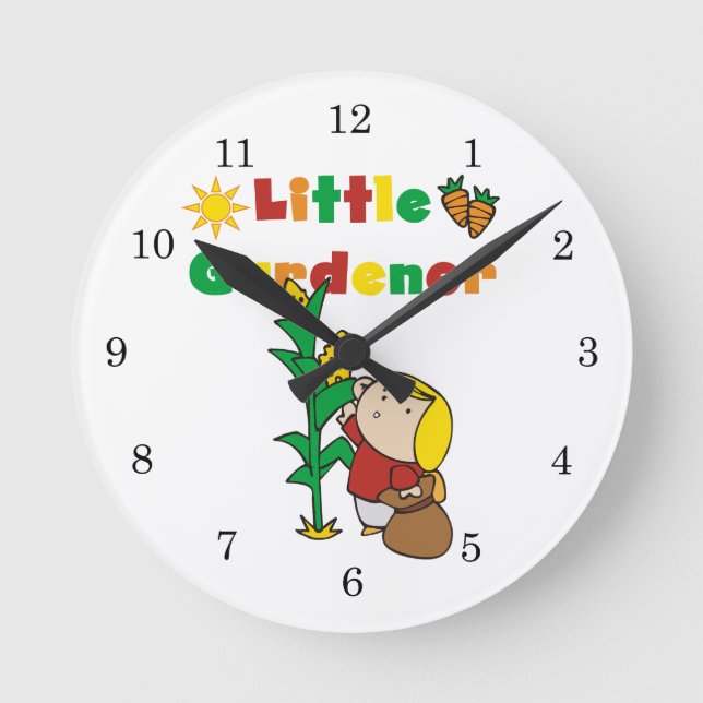 Girl Little Gardener Round Clock (Front)