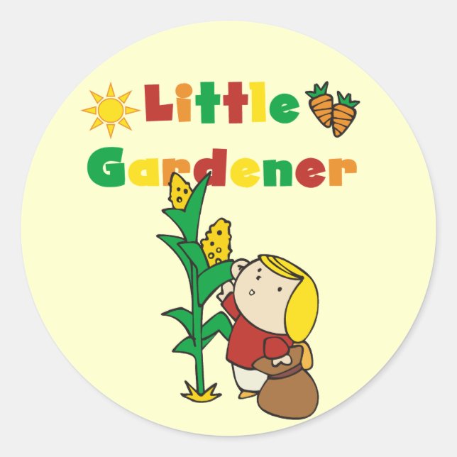 Girl Little Gardener Tshirts and Gifts Classic Round Sticker (Front)