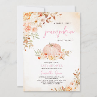 Girl Little Pumpkin Baby Shower Invitation