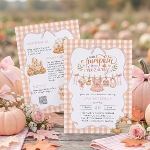 Girl Little Pumpkin Clothesline Fall Baby Shower Invitation