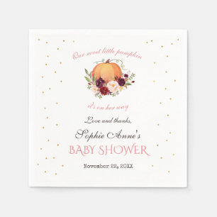 Girl Little Pumpkin Thanksgiving Baby Shower Napkin