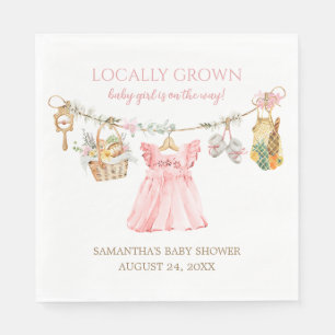 Girl Locally Grown Baby Shower Luncheon Napkin