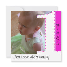 Girl Look Who's Turning 1 Birthday Invitation