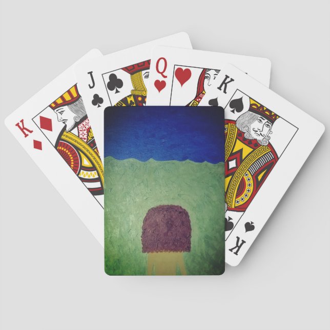 Girl Looking At Coming Storm Classic Playing Cards (Back)