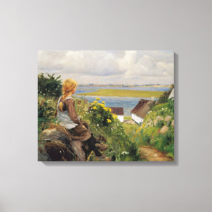 Girl Lost in Thought (by H.A. Brendekilde) Canvas Print