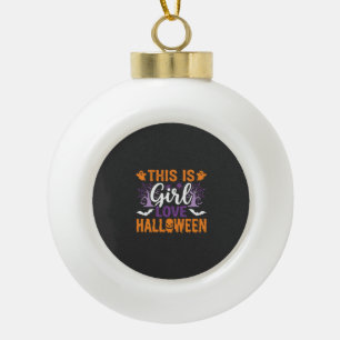 Girl Love Halloween Ghost Design_1 Ceramic Ball Christmas Ornament