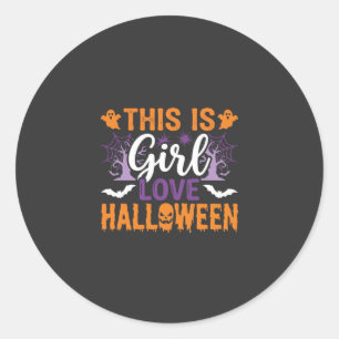 Girl Love Halloween Ghost Design_1 Classic Round Sticker