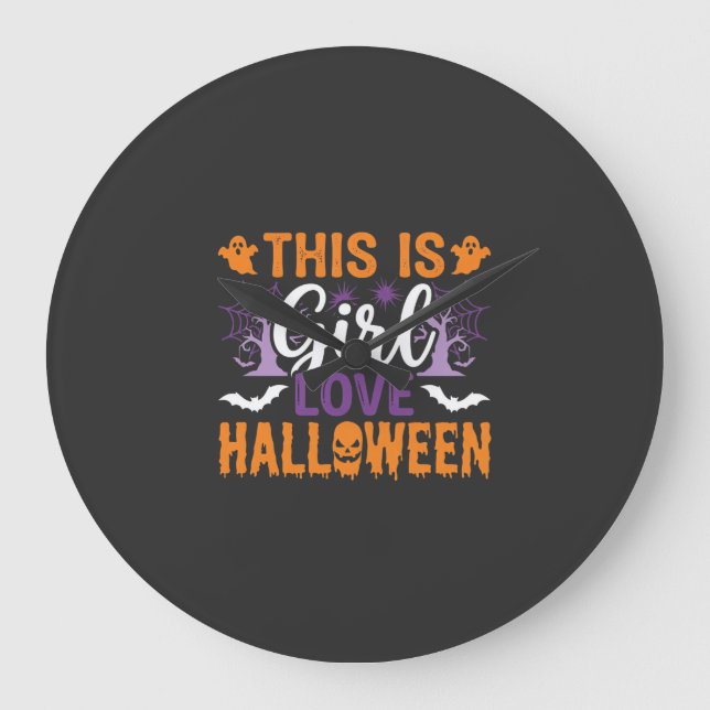 Girl Love Halloween Ghost Design_1 Large Clock (Front)