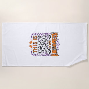 Girl Love Halloween Vintage Cute Spooky Shirt Desi Beach Towel