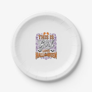 Girl Love Halloween Vintage Cute Spooky Shirt Desi Paper Plate