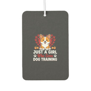 Girl Loves Dog Training Corgi Car Air Freshener