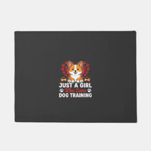 Girl Loves Dog Training Corgi Doormat