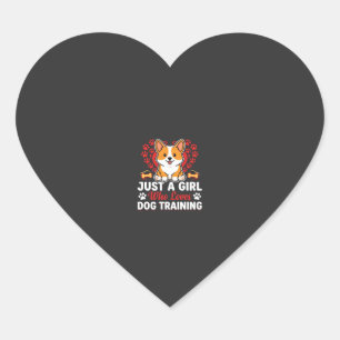 Girl Loves Dog Training Corgi Heart Sticker