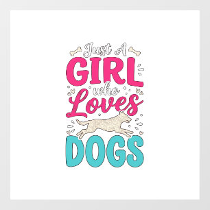 Girl Loves Dogs Vintage Engraving Typography Desig