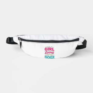 Girl Loves Dogs Vintage Engraving Typography Desig Bum Bags