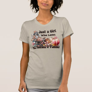 Girl Loves Fall Football Flannel Autumn T-Shirt