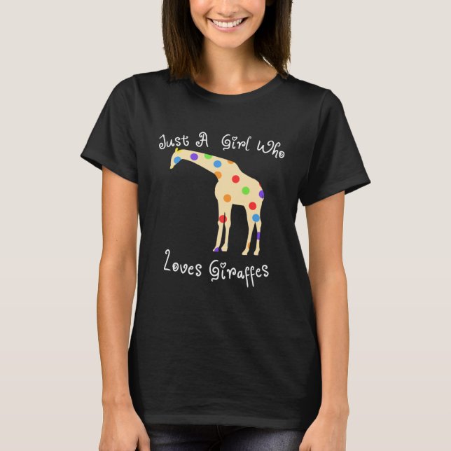 Girl Loves Giraffes Silhouette Polka Dot Print T-Shirt (Front)