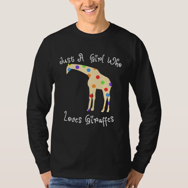 Girl Loves Giraffes Silhouette Polka Dot Print T-Shirt (Front)