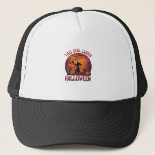 Girl Loves Halloween Witch Pumpkins Bats_1 Trucker Hat