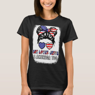 Girl Loves Jesus & America Shirt Christian 4th Jul