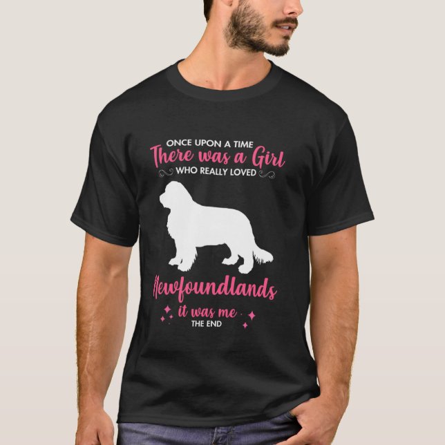 Girl Loves Newfoundland Dog For Men Women Mum Dad  T-Shirt (Front)