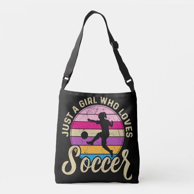 Girl Loves Soccer Colourful Sunset Crossbody Bag (Back)